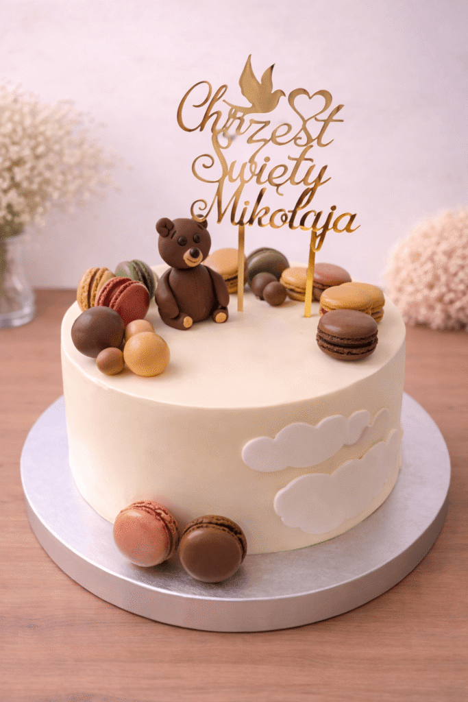 elegancki tort na chrzest